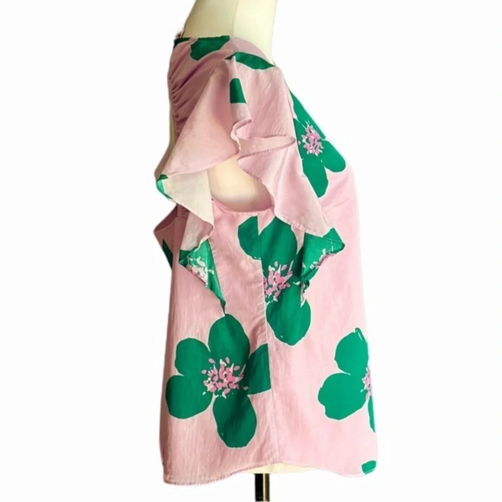 Kate Spade New York‎ Pink Grand Flora Ruffle Open Back Top Sz 10